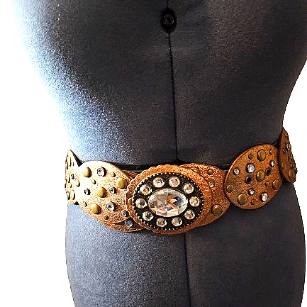 Elegant Vintage Gold And Rhinestone Studded Belt